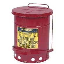 Justrite 6 Gallon Red Oily Waste Can