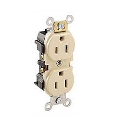 Leviton 15A Industrial Grade Duplex Receptacle - Ivory