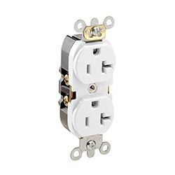 Leviton 20A Duplex Receptacle, NEMA 5-20R - White