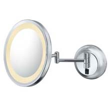 K&Y 5X Wall Mount LED Halo Light Mirror, Chrome, Hard Wire