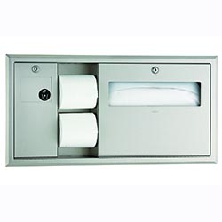 Bobrick Classic Series Recessed Mt. Toilet Tissue, Seat Cover & Waste Disposal, Left Wall Install