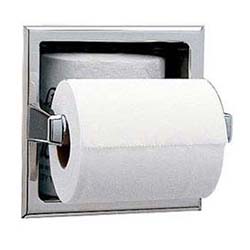 Bobrick Recessed Toilet Tissue Dispenser w/Extra Roll, Satin Finish