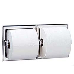 Bobrick Two Roll Recessed Toilet Tissue Dispenser - Bright SS