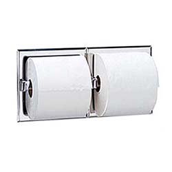 Bobrick Two Roll Recessed Toilet Tissue Dispenser - Satin SS