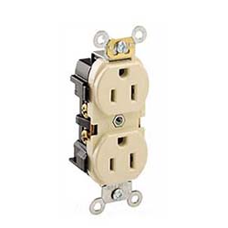 Leviton 15A Commercial Receptacle, Back & Side Wired - Ivory