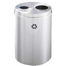 Glaro RecyclePro II Bottles, Cans and Waste Container - Satin Aluminum + FREIGHT