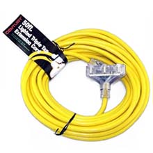 25', 12/3 Extension Cord w/Lighted End, Triple Tap - Yellow