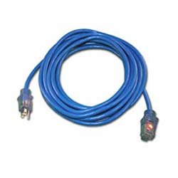 25 Ft Extension Cord w/Lighted End, 14 Ga - Blue