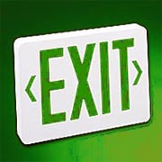 Nora Lighting LED Exit Sign w/Battery Backup, Green Letters