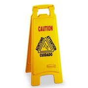 Rubbermaid Folding Mulit-Lingual Caution Wet Floor Sign, Yellow