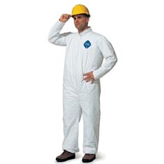 Tyvek 5.4 mil Disposable Coveralls, White - Large